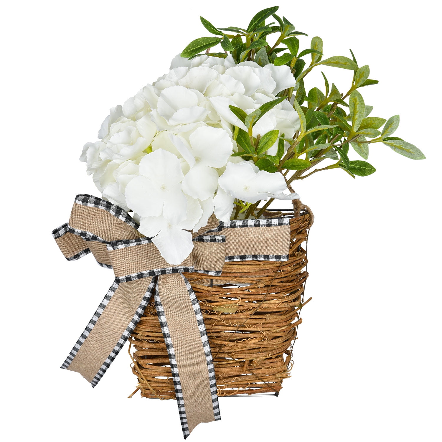 Coolmade Hydrangea Door Hanger Basket Wreath, 2023 Newest Wildflowers