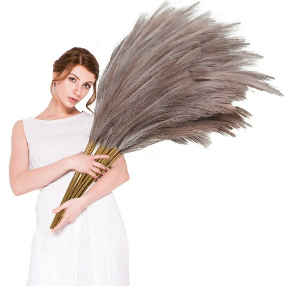 Coolmade Pampas Grass Gray Decor 40 Inch 10pcs, Pampas Grass Home Decor, Artificial Pampas Grass Blush Pampas Decor, Short Vase Filler Room Home Wedding Decoration