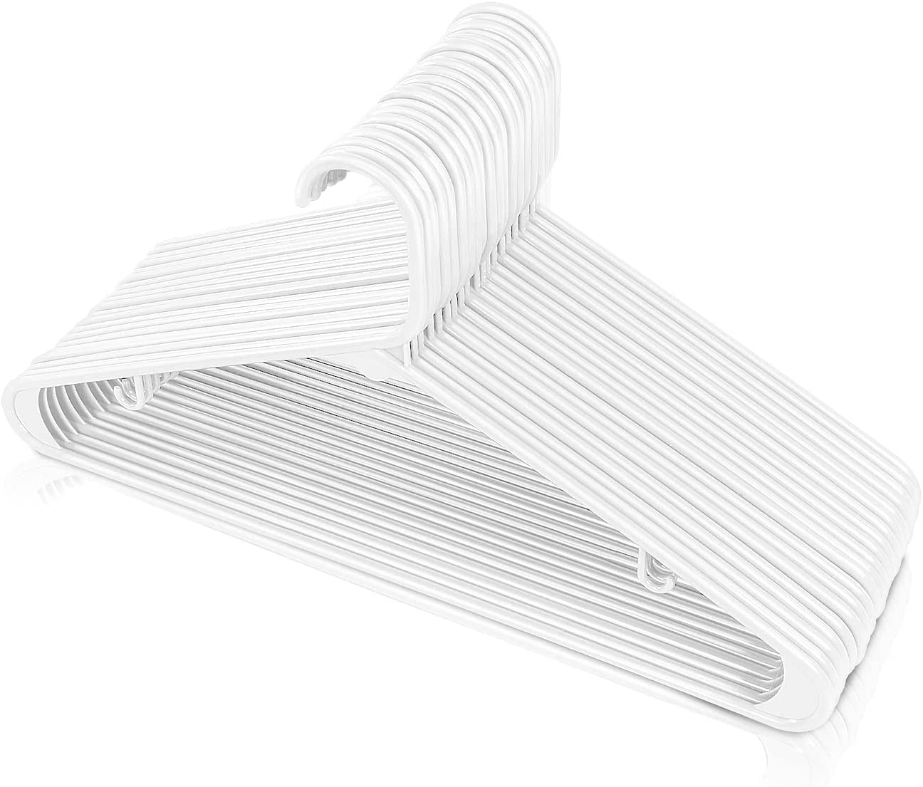 Coolmade Plastic Hangers Clothing Hangers Ideal for Everyday Standard Use ( White, 20 Pack) 