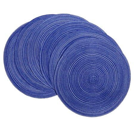 Coolmade Round Rop Cotton Braided Table Place Mats Braided Coaster Placemas Non-Slip Table Mats Set of 6 for Dining Kitchen Table Washable 15 inch