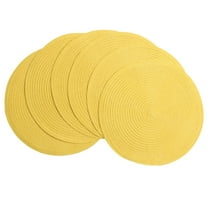 Coolmade Round Rop Cotton Braided Table Place Mats Braided Coaster Placemas Non-Slip Table Mats Set of 6 for Dining Kitchen Table Washable 15 inch