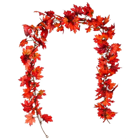 Coolmade 2 Pack Fall Maple Leaf Garland - 6.5ft/Piece Artificial Foliage Garland Autumn Hanging Fall Leave Vines for Indoor Outdoor Wedding Thanksgiving Dinner Party Decor