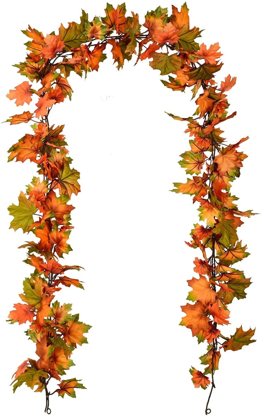 Coolmade 2 Pack Fall Garland Maple Leaf, 5.9Ft/Piece Hanging Vine Garland Artificial Autumn Foliage Garland Thanksgiving Decor for Home Wedding Fireplace Party Christmas