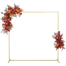 Coolmade Wedding Arch Backdrop Stand, 6.6x6.6ft Gold Wedding Arches for Ceremony Square Metal Balloon Arch Stand Garden Arbor Frame for Wedding Birthday Party Background Decoration