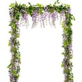 thumbnail image 1 of Coolmade Wisteria Artificial Flowers Garland, 4 Pcs Total 28.8ft Artificial Wisteria Vine Silk Hanging Flower for Home Garden Outdoor Ceremony Wedding Arch Floral Decor (Light Purple), 1 of 7