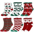 thumbnail image 1 of Coolmade Women Christmas Fuzzy Socks, Fluffy Socks,Winter Warm Cozy Striped Socks, Crew Socks,Adult Home Slipper Socks,6 Pairs, 1 of 9