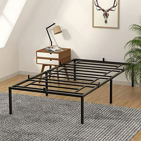 Coolmee Metal Platfotm Bed Frame with Steel Slat Support No Box Spring Needed Heavy Duty Full Size Bed Frame Mattress Foundation Easy to Assemble (Full)
