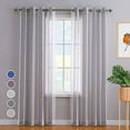thumbnail image 1 of Coolmee Sheer Curtains for Living Room Bedroom,  Grommet Voile Drapes, Stripe Farmhouse Curtains Faux Linen Window Treatments, Dark Grey, 54"X84", 2 Panels, 1 of 8