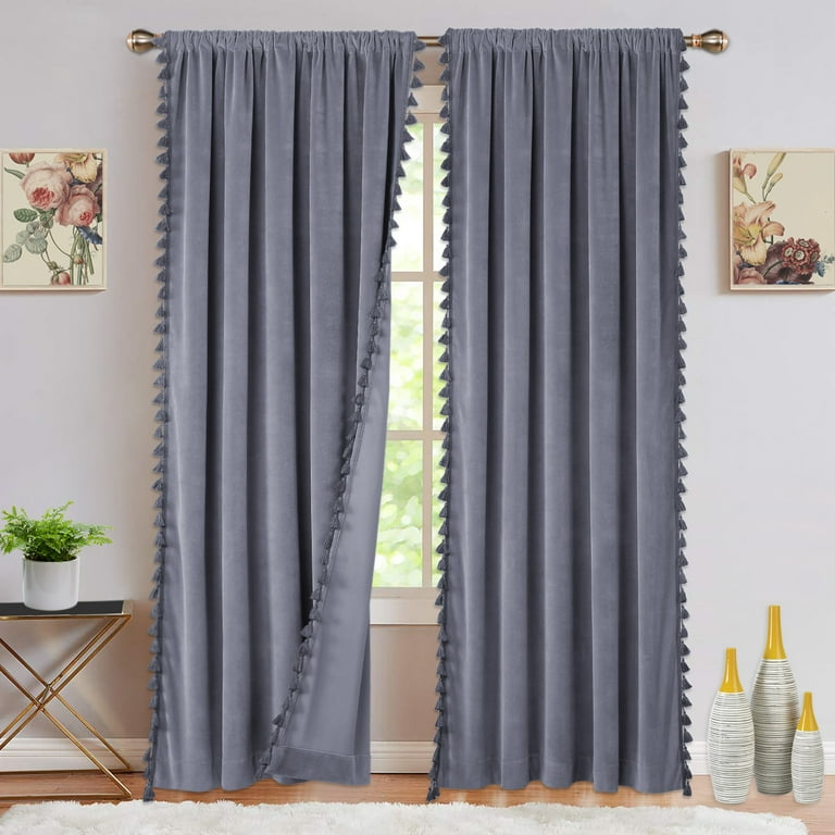 Dark Blue Grey Luxury Velvet Curtains, Living Room Curtain Panels, Rod  Pocket Window Drapes, Custom Made Home Décor -  Norway