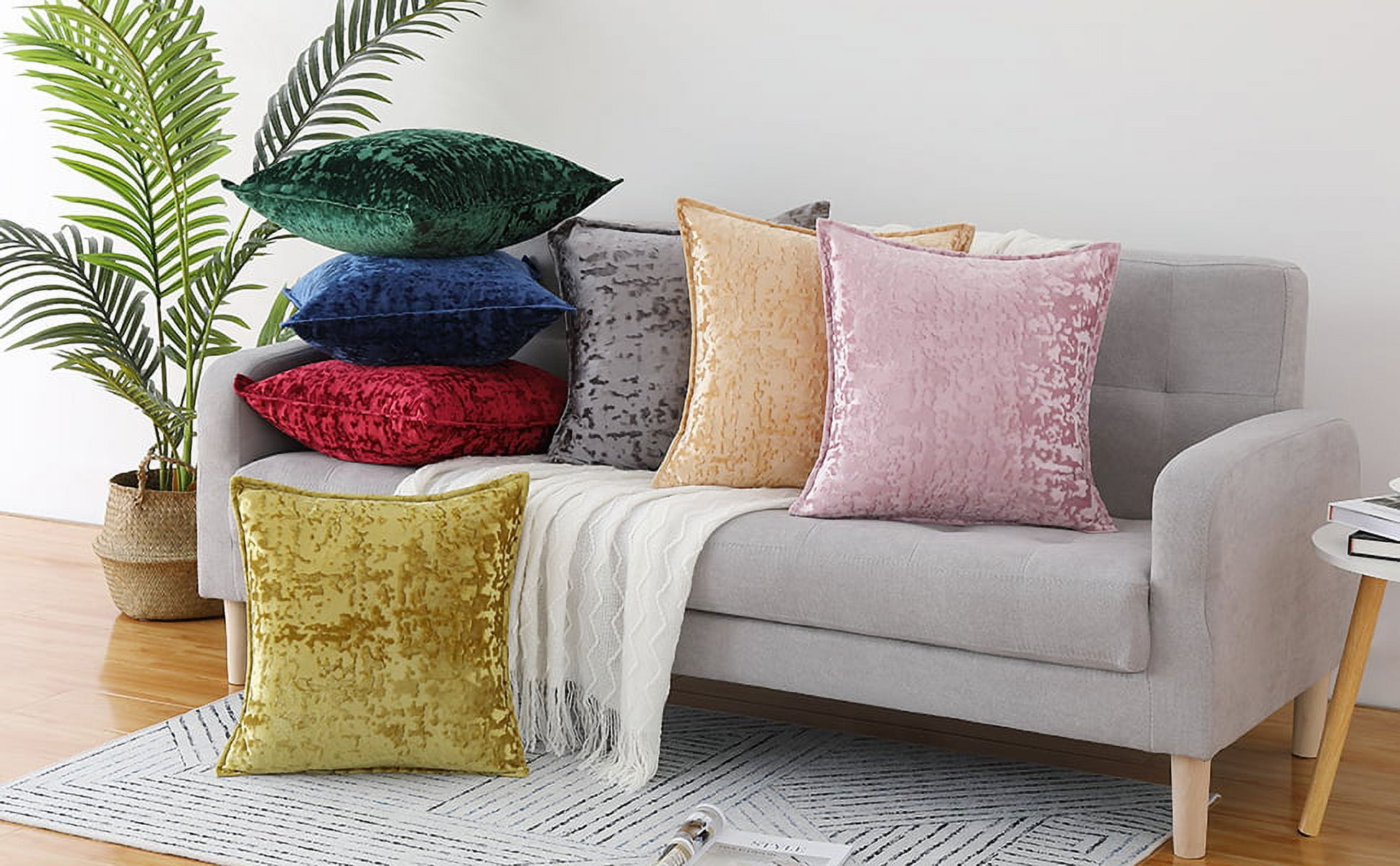 Coolmee Velvet Throw Pillow Covers Pack of 2 Super Soft Cushion Cases for Decor Sofa 20 x20 Yellow Walmart