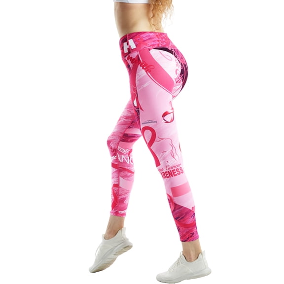 Coolmg Yoga Pants with Deep Side Pockets Compression Pants for Women Girls Running Tights Patterned Leggings