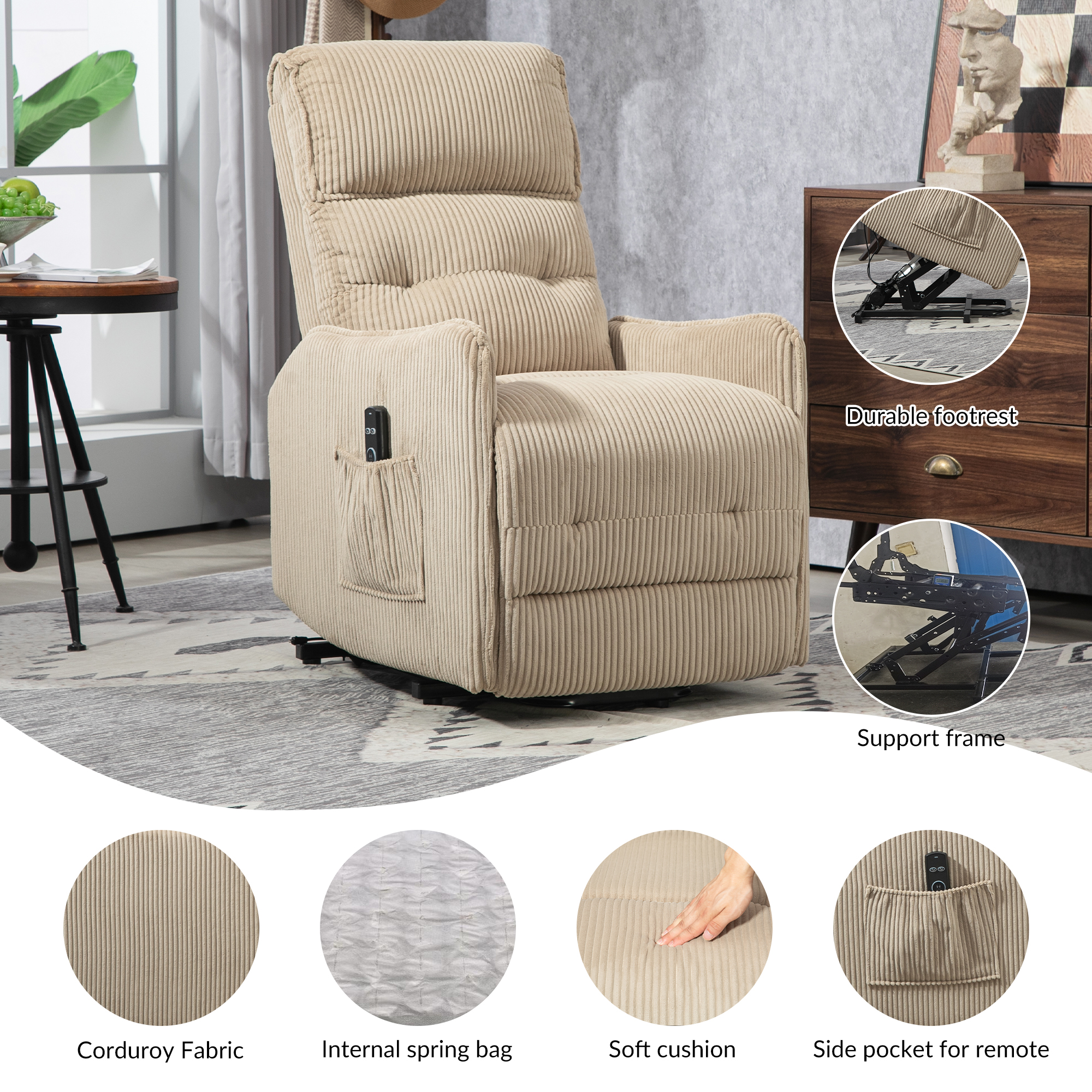 Pocket Chair Spring Coolmore Recliner Chair, Electric Recliner Chairs For Adults, Side ...