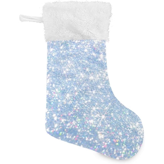 Coolnut 1 PCS Christmas Stocking Blink Blue Big Warm 17.7 x 12 Inch Hanging Xmas Stockings Decoration for Family Holiday Party Ornaments Decor Fireplace