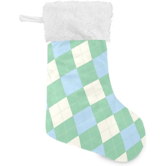 Coolnut 1 PCS Christmas Stocking Plaid Big Warm 17.7 x 12 Inch Hanging Xmas Stockings Decoration for Family Holiday Party Ornaments Decor Fireplace