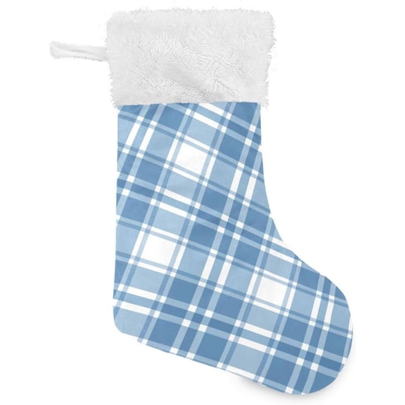 Coolnut 1 Pack Christmas Stockings 17.7 Inches Buffalo Check Plaid Large Size Xmas Cable Stocking Gifts & Decorations for Family Holiday Xmas Party