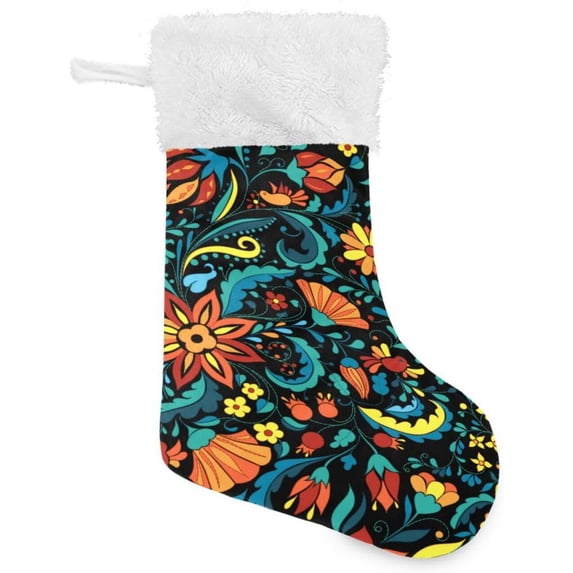 Coolnut 1 Pack Christmas Stockings 17.7 Inches Ornate Mexican Style Large Size Xmas Cable Stocking Gifts & Decorations for Family Holiday Xmas Party