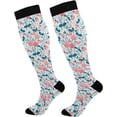 thumbnail image 1 of Coolnut 1 Pair Beautiful Floral Pattern Compression Socks 20-30mmHg Knee High Women Socks Tube Athletic Stockings for Men Sport Soccer Running Cycling Medical Nurse Winter Travel Gift, 1 of 7