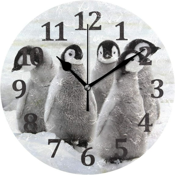 Coolnut 10 Inch Emperor Penguin Wall Clock, Silent Non-Ticking Quartz Wall Clocks for Kitchen/Living Room/Bathroom/Bedroom/Office Home Decor