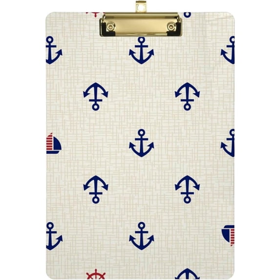 Coolnut 12"x9" Anchor Clipboard A4 Size Standard Size Clipboards Decorative Clipboard with Low Profile Metal Clip for Office, School, Nurses, Students