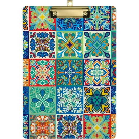 Coolnut 12"x9" Mexican Talavera Clipboard A4 Size Standard Size Clipboards Decorative Clipboard with Low Profile Metal Clip for Office, School, Nurses, Students