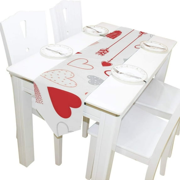 Coolnut 13"x70" Rectangle Hearts and Arrows Printed Table Runner for Wedding Birthday Holiday