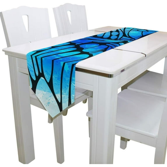 Coolnut 13"x70" Rectangle Watercolour Butterfly Wings Printed Table Runner for Wedding Birthday Holiday