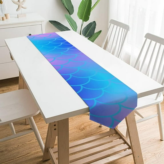Coolnut 13"x70" Table Cloth Runner, Cool Color Magic Mermaid Tail Table Runners for Kitchen Dinner Table Party Holidays