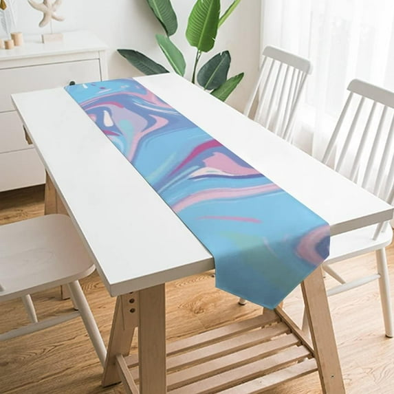 Coolnut 13"x70" Table Cloth Runner, Marble Effect Painting Table Runners for Kitchen Dinner Table Party Holidays