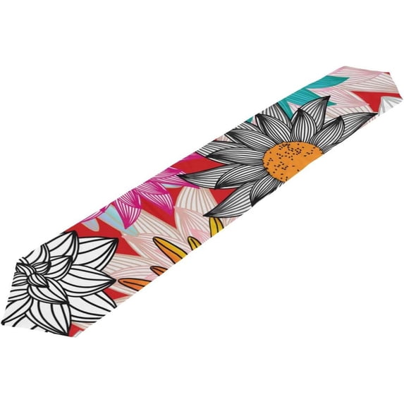 Coolnut 13"x70" Table Runner, Abstract Flower Pattern Washable Table Cloth Runner for Holiday Home Wedding Table Top Decoration