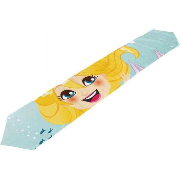 Coolnut 13"x70" Table Runner, Beautiful Mermaid Girl Undersea Washable Table Cloth Runner for Holiday Home Wedding Table Top Decoration