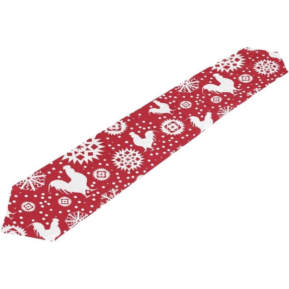 Coolnut 13"x70" Table Runner, Christmas Snowflakes Chicken Washable Table Cloth Runner for Holiday Home Wedding Table Top Decoration