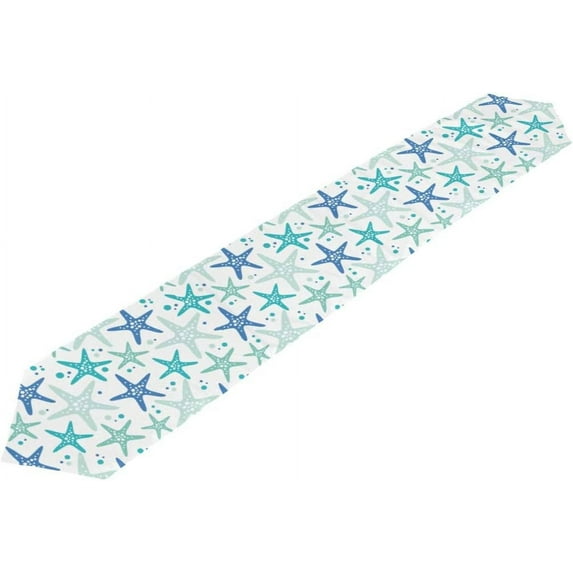 Coolnut 13"x70" Table Runner, Colorful Starfish Washable Table Cloth Runner for Holiday Home Wedding Table Top Decoration