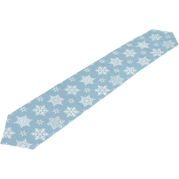 Coolnut 13"x70" Table Runner, Different Christmas White Snowflakes Washable Table Cloth Runner for Holiday Home Wedding Table Top Decoration