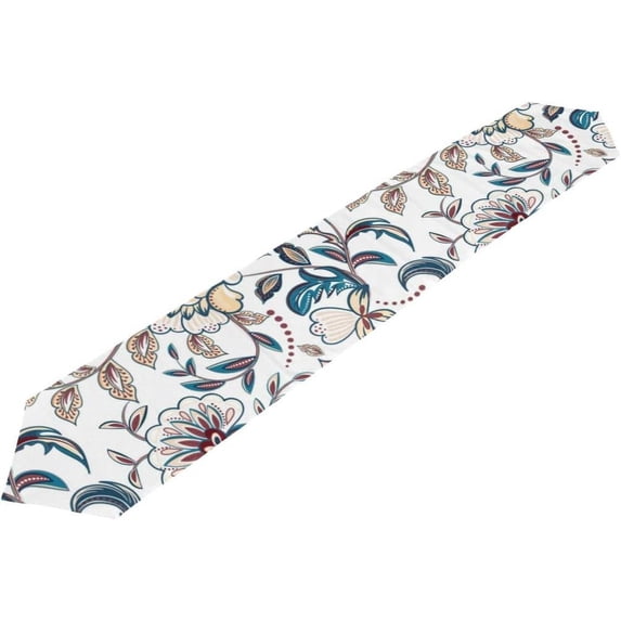 Coolnut 13"x70" Table Runner, Ethnic Flower Ornament Washable Table Cloth Runner for Holiday Home Wedding Table Top Decoration
