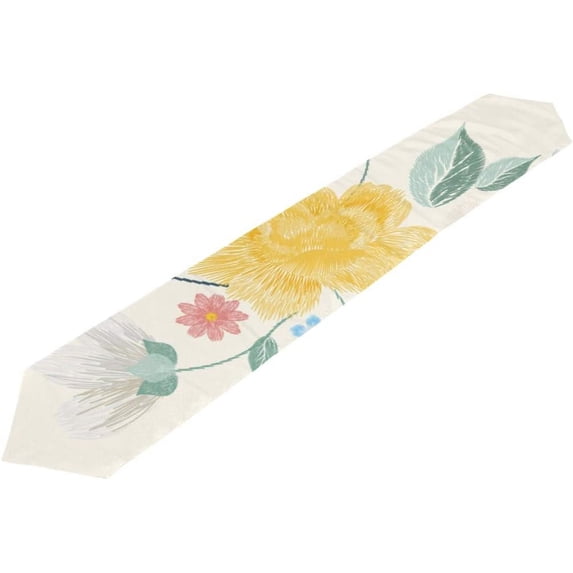 Coolnut 13"x70" Table Runner, Print Simplified Flower Washable Table Cloth Runner for Holiday Home Wedding Table Top Decoration