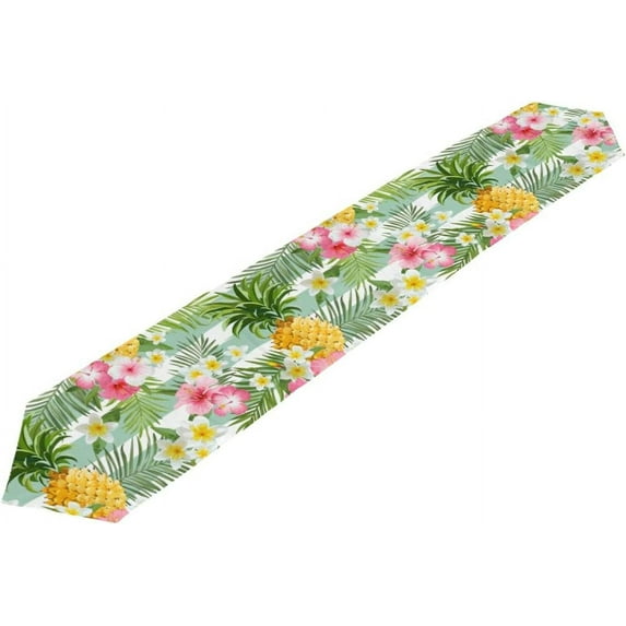 Coolnut 13"x70" Table Runner, Tropical Flowers Washable Table Cloth Runner for Holiday Home Wedding Table Top Decoration