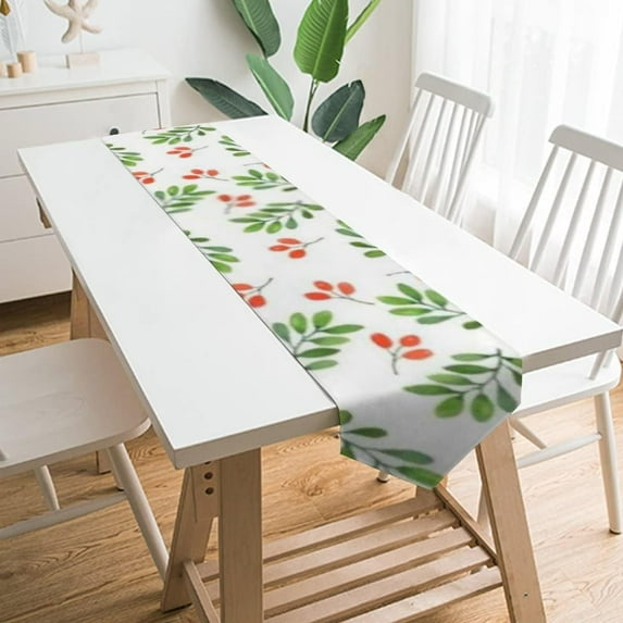 Coolnut 13"x70" Table Runner, Watercolor Floral Pattern on White Washable Table Cloth Runner for Holiday Home Wedding Table Top Decoration