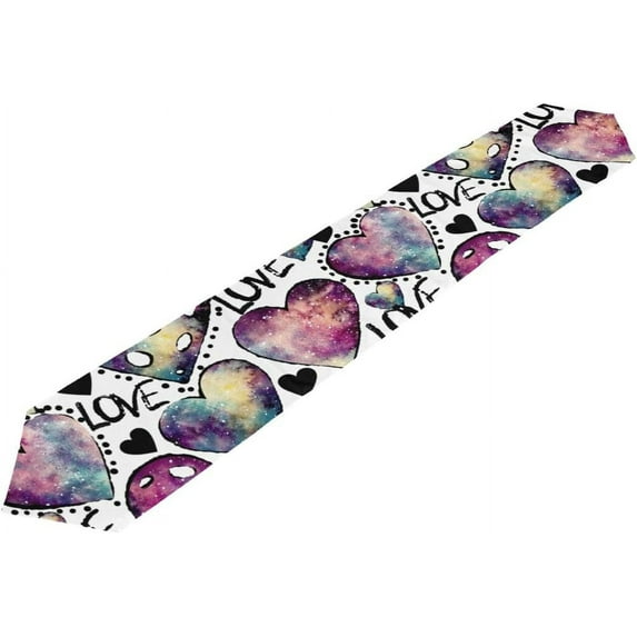 Coolnut 13"x70" Table Runner, Watercolor Hearts Vivid Nebula Washable Table Cloth Runner for Holiday Home Wedding Table Top Decoration