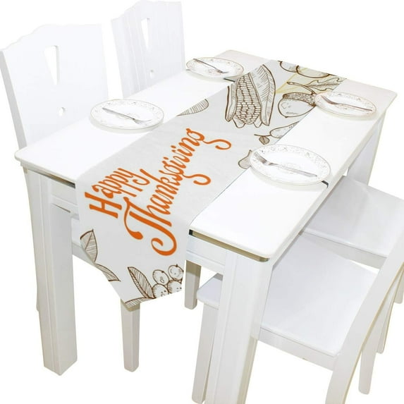 Coolnut 13"x90" Rectangle Thanksgiving Roasted Turkey Printed Table Runner for Wedding Birthday Holiday