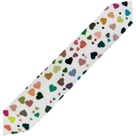 Coolnut 13"x90" Table Runner, Colorful Hearts Washable Table Cloth Runner for Holiday Home Wedding Table Top Decoration