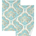 thumbnail image 1 of Coolnut 16x28 Inch Face Hand Towel Set Gold Turquoise Pattern Ornament Cotton Washcloths, Quick-Dry Highly Absorbent Bath Towels 2 Pcs for Bathroom Ktichen Travel SPA Gym, 1 of 6