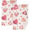 thumbnail image 1 of Coolnut 16x28 Inch Face Hand Towel Set, Valentine's Day Holiday Hand-Drawn Craft Doodle Colorful Hearts on Cream Background Cotton Towels, 2 PCS Quick-Dry Highly Absorbent Bath Towels, 1 of 6
