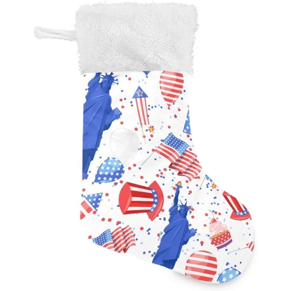 Coolnut 17.7 Inch Christmas Stockings, 1 PCS American National Independence Symbols Presonalized Large Stocking Sock for Family Holiday Xmas Party Decorations