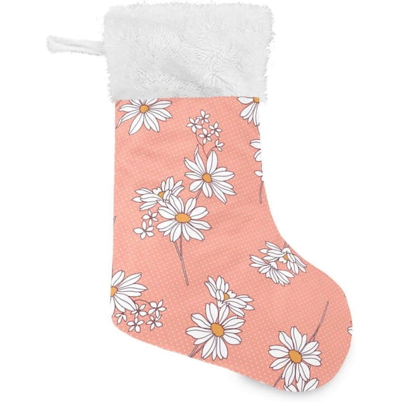 Coolnut 17.7 Inch Christmas Stockings, 1 PCS Beautiful Daisy Presonalized Large Stocking Sock for Family Holiday Xmas Party Decorations