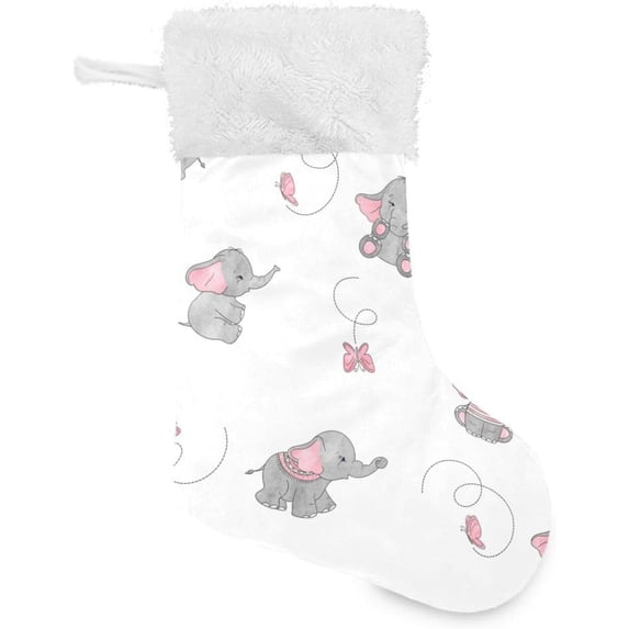 Coolnut 17.7 Inch Christmas Stockings, 1 PCS Cute Cartoon Elephant Presonalized Large Stocking Sock for Family Holiday Xmas Party Decorations