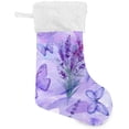 thumbnail image 1 of Coolnut 17.7 Inch Christmas Stockings, 1 PCS Lavender & Butterfly Presonalized Large Stocking Sock for Family Holiday Xmas Party Decorations, 1 of 7