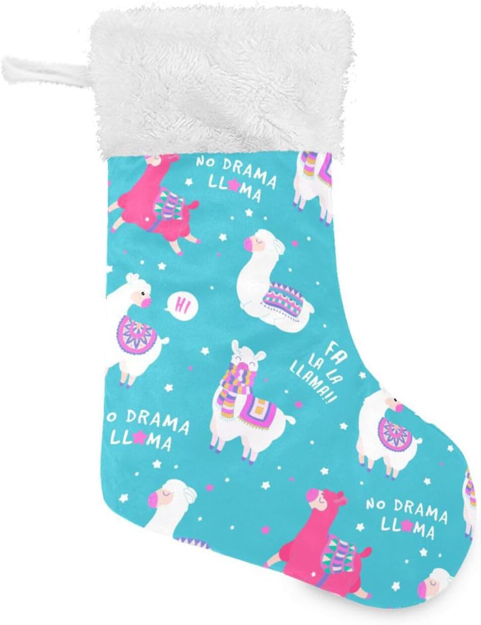 Coolnut 17.7 Inch Christmas Stockings, 1 PCS Llama Blue Presonalized