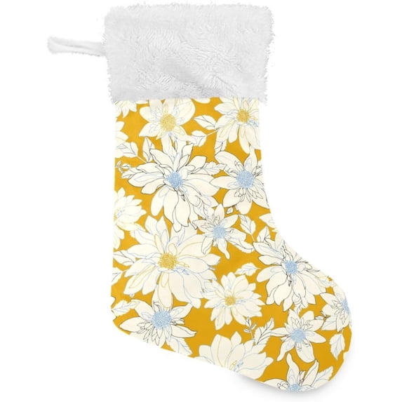 Coolnut 17.7 Inch Christmas Stockings, 1 PCS Lotus Flower Pattern Presonalized Large Stocking Sock for Family Holiday Xmas Party Decorations