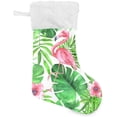 thumbnail image 1 of Coolnut 17.7 Inch Christmas Stockings, 1 PCS Palm Leaves Flamingo Presonalized Large Stocking Sock for Family Holiday Xmas Party Decorations, 1 of 7