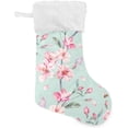 thumbnail image 1 of Coolnut 17.7 Inch Christmas Stockings, 1 PCS Pink Flowers Presonalized Large Stocking Sock for Family Holiday Xmas Party Decorations, 1 of 7
